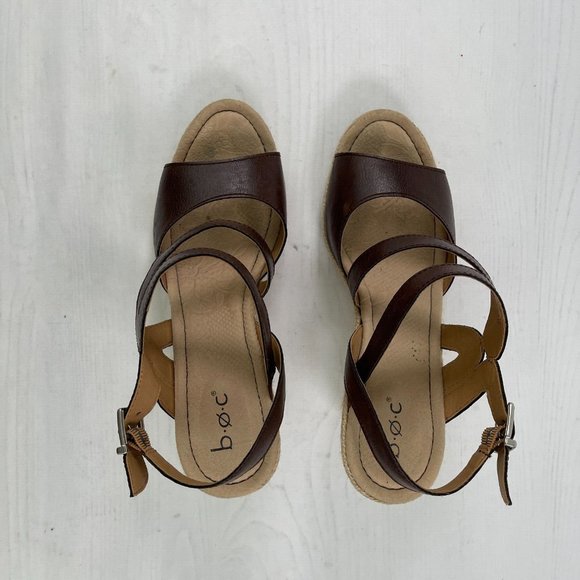 Born Concept B.O.C. Brown Cork Ankle Strap Wedge Comfort Sandals Women's Size 9M - Picture 9 of 12
